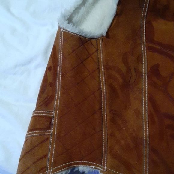 Vintage Western Suede Shearling‎ Vest Deer Cactus - Picture 7 of 8